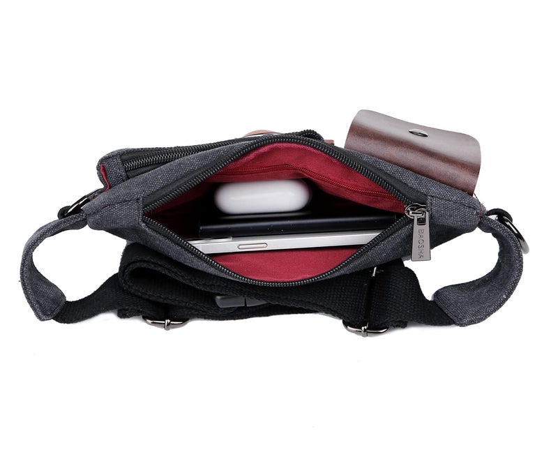 BAOSHA YB-01 Vintage Men's Waist Bag Sports Waist Pack Bum Bag Security Money Waist Day Pack Pouch Hip Belt Bag Bumbag Black - Image 4